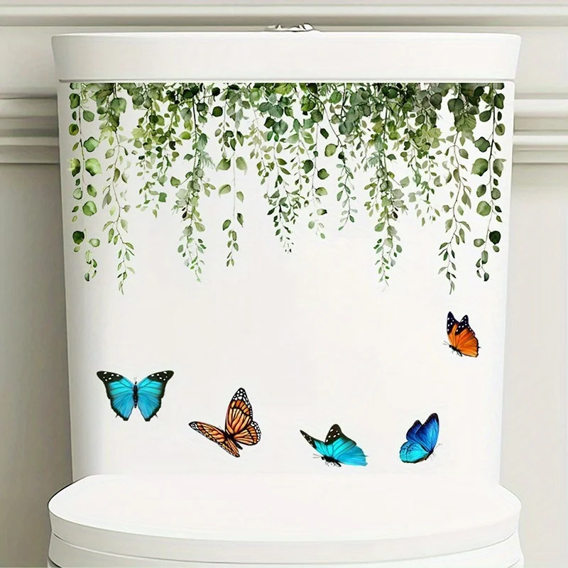 Sustainable Living Walla Walla - Autocollants muraux papillon et feuilles vertes