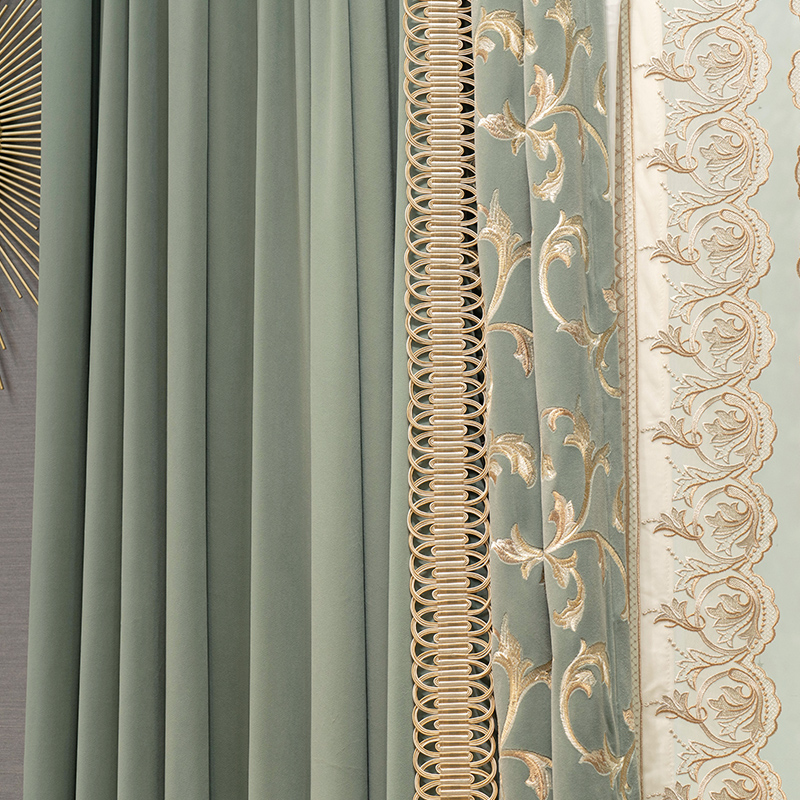 Rideaux en velours teal brodé, - Sustainable Living Officer avis et prix